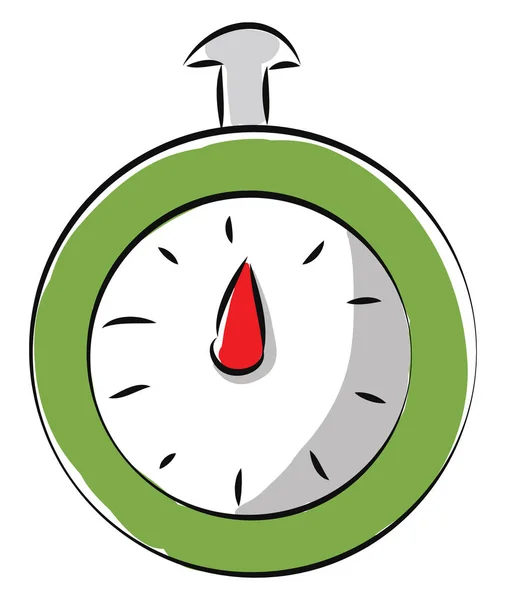 Eenvoudige Vector Illustratie Van Een Groene Stopwatch Witte Achtergrond — Stockvector