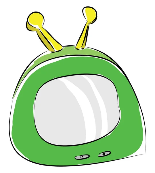 Cartoon Van Een Groene Draagbare Met Gele Antennes Vector Illustratie — Stockvector