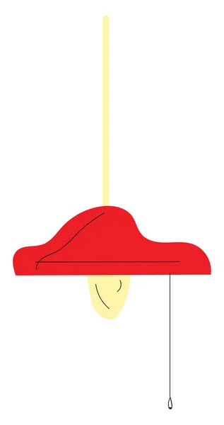 Lampada Rossa Con Lampadina Illuminata Vettoriale Illustrazione Sfondo Bianco — Vettoriale Stock