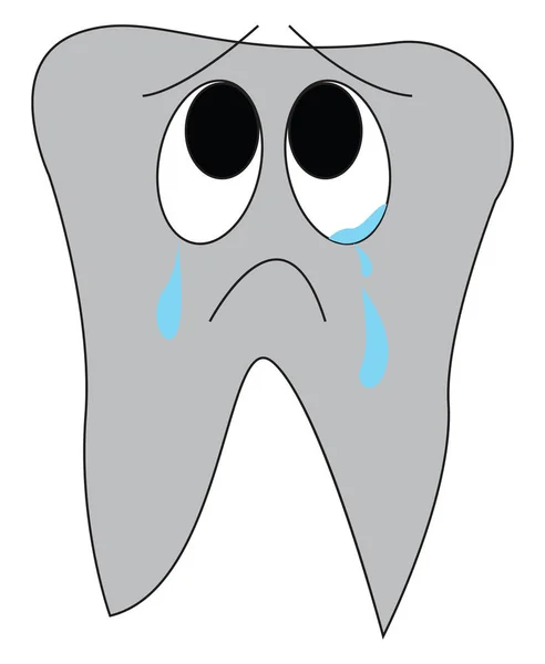 Cartoon Crying Tooth Vector Illustration White Background — Stock Vector