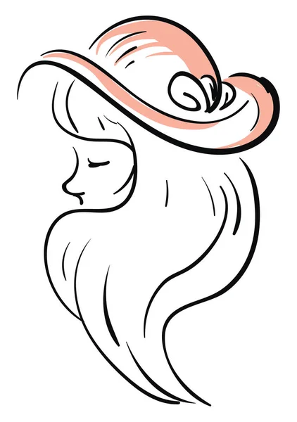 Эскиз Женщины Иллюстрацией Шляпы Основной Вектор Rgb Белом Фоне — стоковый вектор