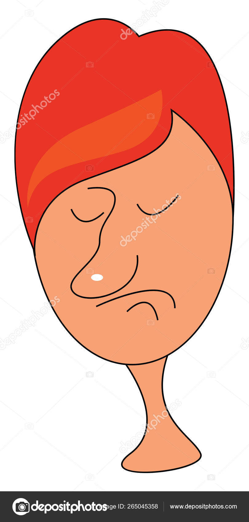 Lazy Boy Big Nose Red Hair Vector Color Drawing Illustration