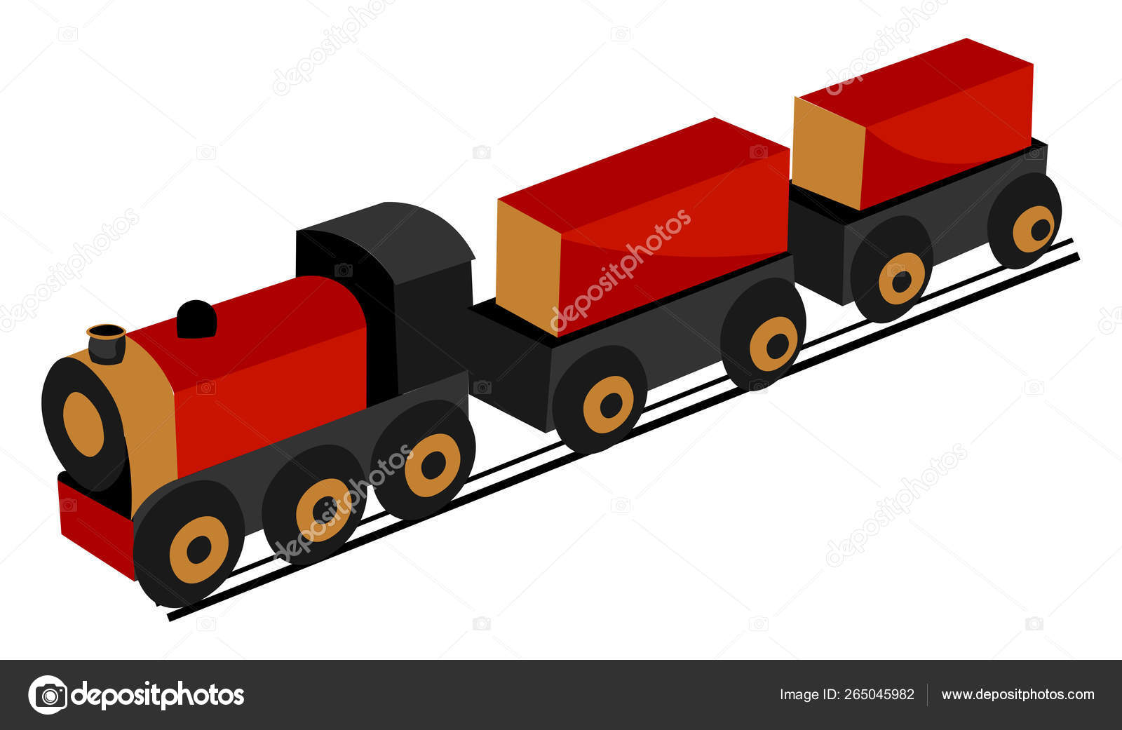 Smart Toy Train Red Black Color Which Running Track Vector Stock