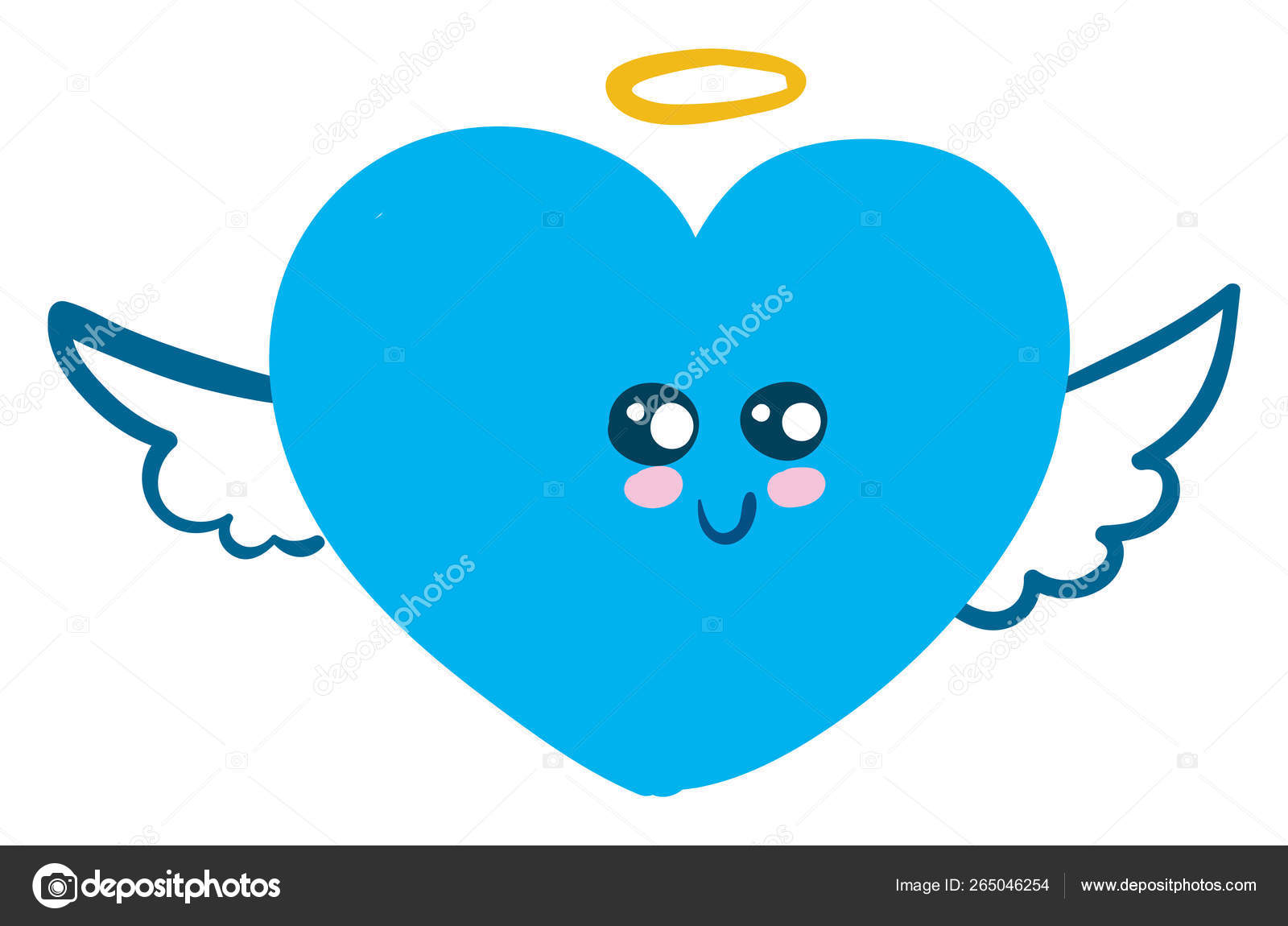 날개와 크라운을 매력적인 파란색 아트는 드로잉 그림입니다 스톡 벡터 - ©Morphart 265046254, image size:1600x1150