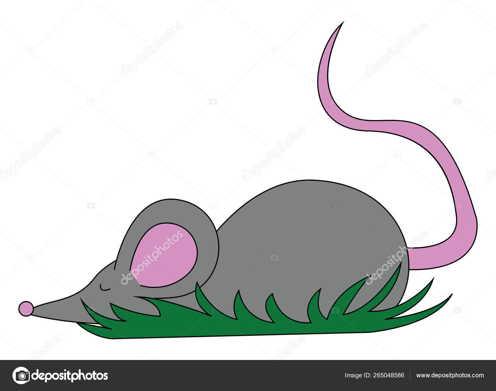 Zeichnung einer niedlichen kleinen grauen Maus auf isoliertem weißen Backgr  Stock-Vektorgrafik von ©Morphart 265048586