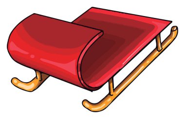 Kar veya buz vektör renk çizim veya illüstrasyon üzerinde çalıştırmak için hazır kırmızı renkli küçük bir kızak 