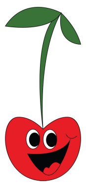 Mutlu kiraz beyaz arka plan üzerinde izole 