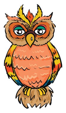 Beyaz arka planda renkli baykuş illüstrasyon vektörü 