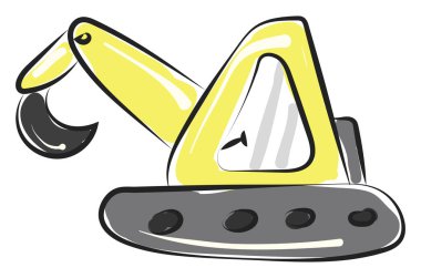 Tüm çalışma vektör renk çizim veya illüstrasyon başlatmak için ayarlanmış parlak sarı kazma makinesi