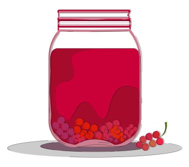 Kapağı sıkıca kapalı vektör renk çizim veya illüstrasyon ile berry komposto dolu büyük bir cam kavanoz
