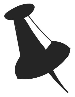 Bildirim panosu vektör renk çizimini veya çizimini sabitlemek için kullanılan tek bir siyah düğme