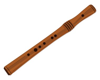 Flüt vektör renk çizimi veya illüstrasyon adı verilen uzun bir müzik aleti