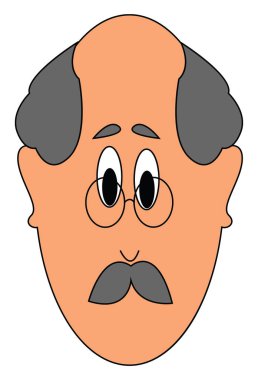 Özellikleri vektör renk çizim veya illüstrasyon giyen gri saçlı yaşlı bir adamın yüzü