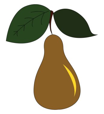 Üzerinde vektör renk çizim veya illüstrasyon yaprakları ile büyük bir olgunlaşmamış armut