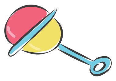 Plastik vektör renk çizim veya illüstrasyon yeni doğan bebekler için bir çıngırak oyuncak