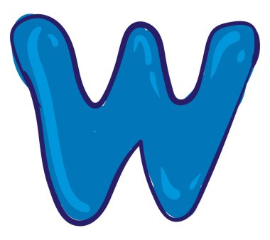 W harfi alfabe vektörü veya renk çizimi