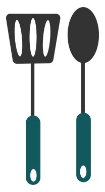 Naylon oluklu servis kaşığı ve bir kaşık vektör veya renk illustra