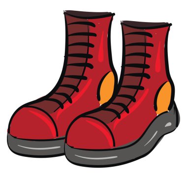 Kırmızı çizme vektör veya renk illüstrasyon bir çift Clipart
