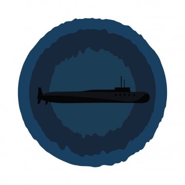 Mavi arka plan vektör üzerinde bir denizaltı boyama Clipart