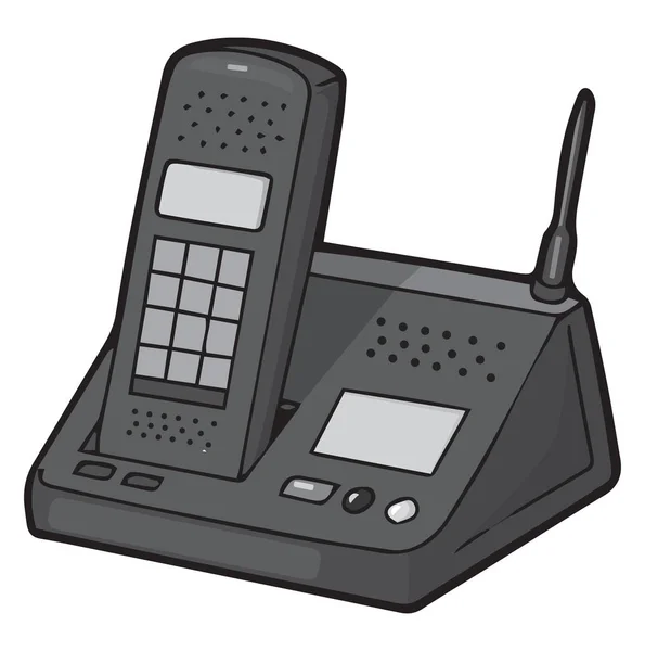 Teléfono inalámbrico negro dibujos animados vector teléfono inalámbrico casa