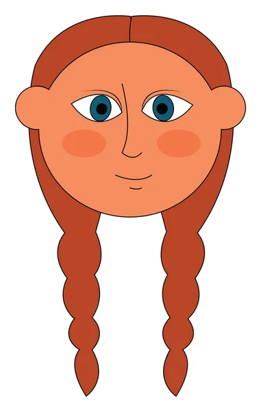 Vörös Hajú Lány Pigtailek Vektoros Illusztráció — Stock Vector