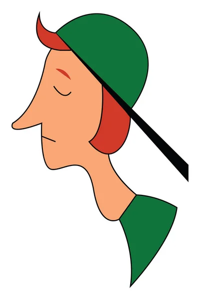 Guy Wearing Green Hat Vector Illustration — Stock Vector