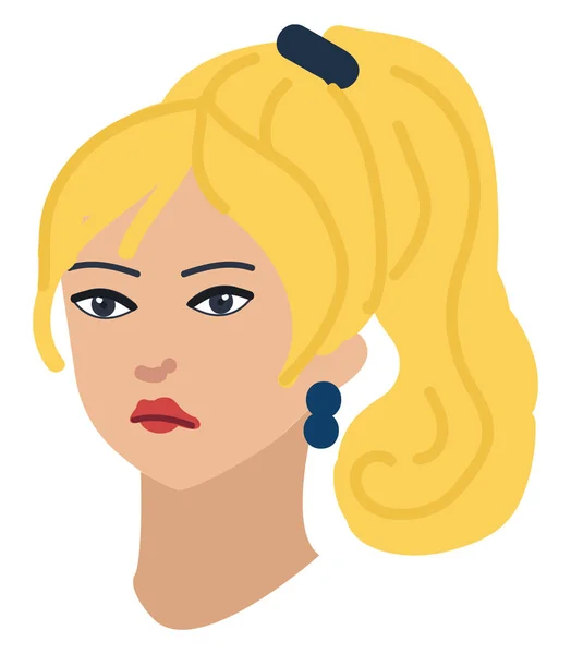 Belle Femme Aux Cheveux Blonds Attachés Queue Cheval — Image vectorielle