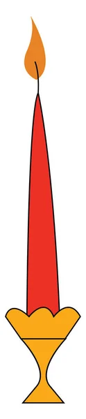 Candela Rossa Illustrazione Vettoriale Sfondo Bianco — Vettoriale Stock