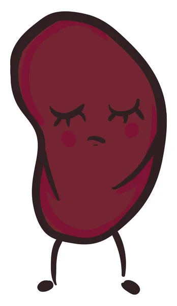 Sad Bean Illustration Vektor Vit Bakgrund — Stock vektor