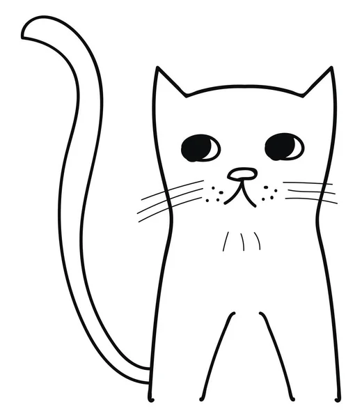 Ledsen Kitty Illustration Vektor Vit Bakgrund — Stock vektor