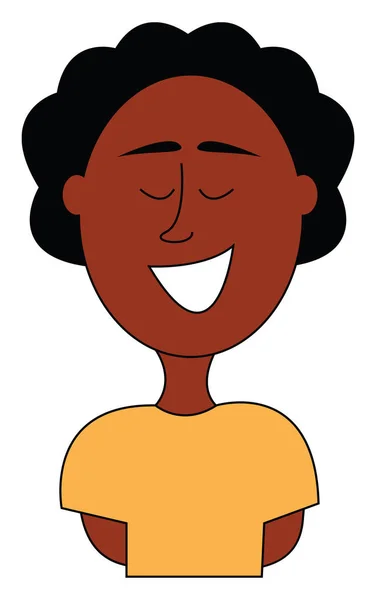 Menina Negra Sorrindo Vetor Ilustração Fundo Branco — Vetor de Stock