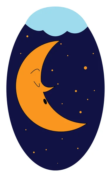 Luna Durmiente Ilustración Vector Sobre Fondo Blanco — Vector de stock