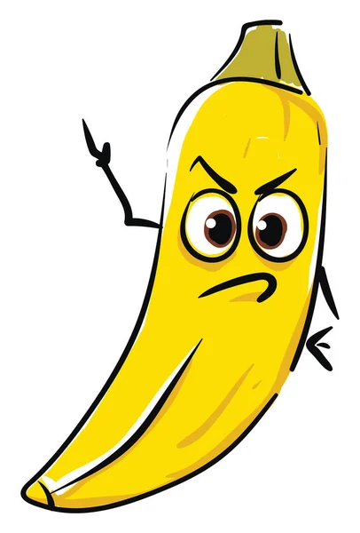 Krásný Jasně Žlutý Banán Kresleném Filmu Zobrazující Rozhněvaný Obličej Vektorový — Stockový vektor