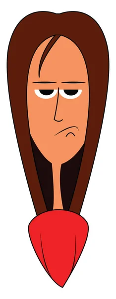 Uzun Saçlı Kırmızı Elbiseli Uzun Boylu Bir Kız Kızgın Bir — Stok Vektör