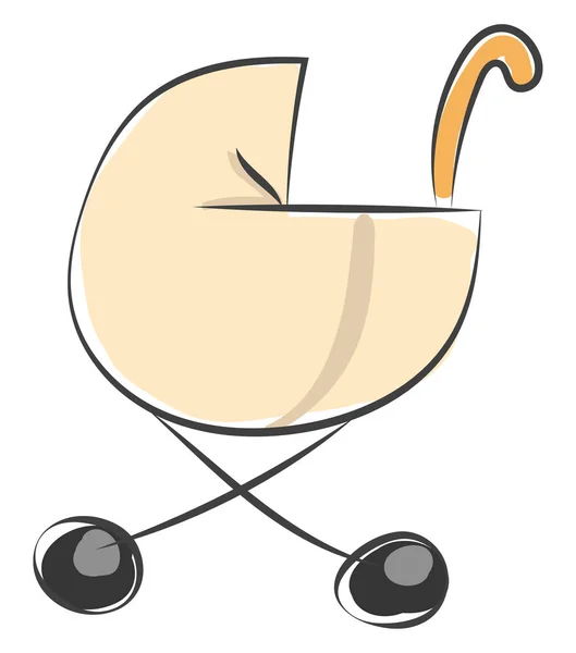 Carrinho Bebê Confortável Com Uma Alça Rodas Para Fácil Transporte — Vetor de Stock