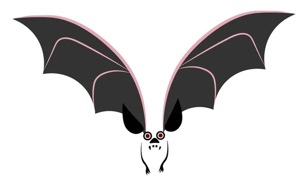 Murciélago Con Alas Grandes Ojos Ampliamente Abiertos Vector Dibujo Ilustración — Archivo Imágenes Vectoriales