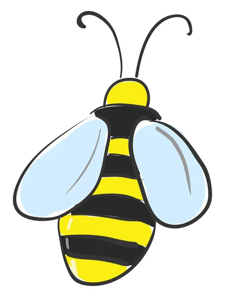 Ένα Κινούμενο Σχέδιο Μέλισσας Στραμμένο Προς Πίσω Όπου Πρόσωπο Και — Διανυσματικό Αρχείο