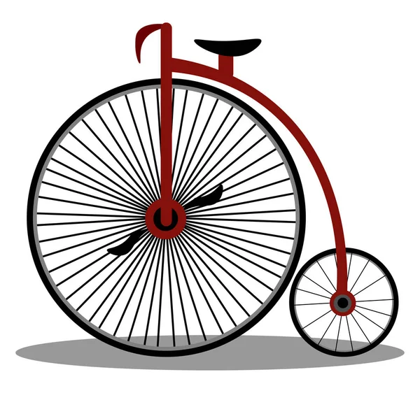 1つの大きな車輪と1つの小さな車輪ベクトルカラー描画またはイラストを持つ古い伝統的な自転車 — ストックベクタ