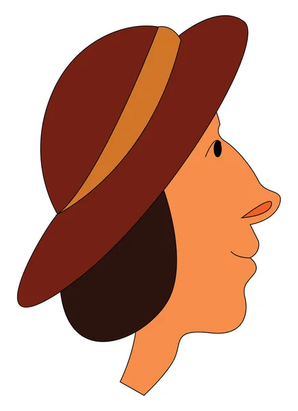 Woman Facing Sideways Wearing Large Traditional Hat Vector Color Drawing — Stock Vector