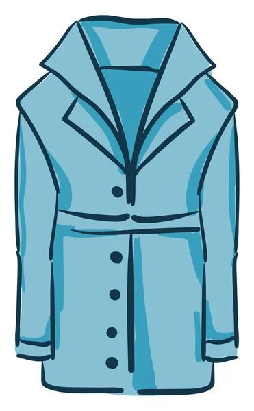 蓝色冬季外套 带长袍和五个按钮矢量彩色绘图或插图 — 图库矢量图片