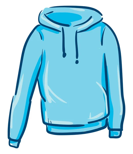 Stylish Comfortable Wear Blue Hoody Vector Color Drawing Illustration — Stock Vector