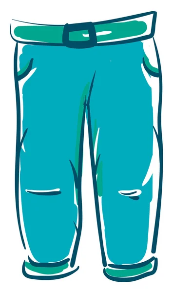 时尚的蓝色牛仔裤带腰带 穿着舒适的矢量彩色绘图或插图 — 图库矢量图片