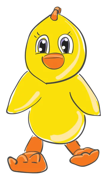 一个可爱的黄鸡的卡通 这是站立矢量彩色绘图或插图 — 图库矢量图片
