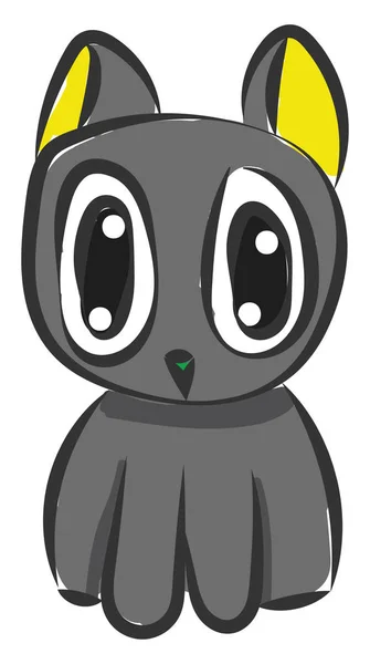 Funny Cartoon Cat Wide Big Eyes Which Seems Sitting Vector — Stock Vector