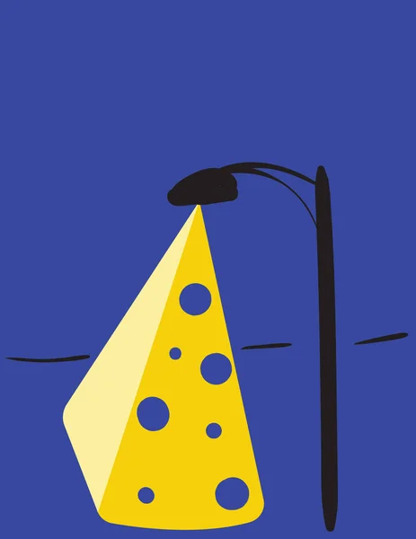 チーズベクターカラードローイングやイラストの形で光る街灯 — ストックベクタ