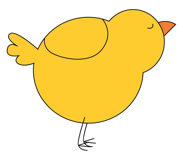 一个美丽的画 一个年轻的小鸡在黄色与眼睛闭合矢量彩色绘图或插图 — 图库矢量图片