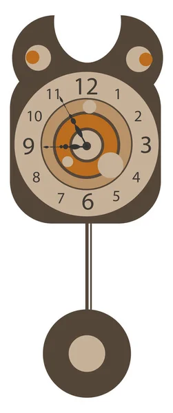 Relógio Antigo Velho Com Pêndulo Longo Mostrando Desenho Ilustração Cor — Vetor de Stock