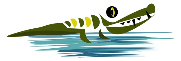 Krokodyl Biegną Wody Rysunku Kolor Wektora Ziemi Lub Ilustracji — Wektor stockowy