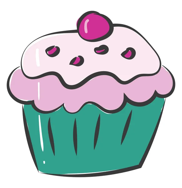 Eine Attraktive Cupcake Mit Brosche Vektor Farbzeichnung Oder Illustration — Stockvektor