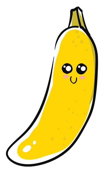 Ένα Χαριτωμένο Πλήρως Ωριμάζουν Μπανάνα Δύο Μάτια Και Ροζ Πηγούνι — Διανυσματικό Αρχείο